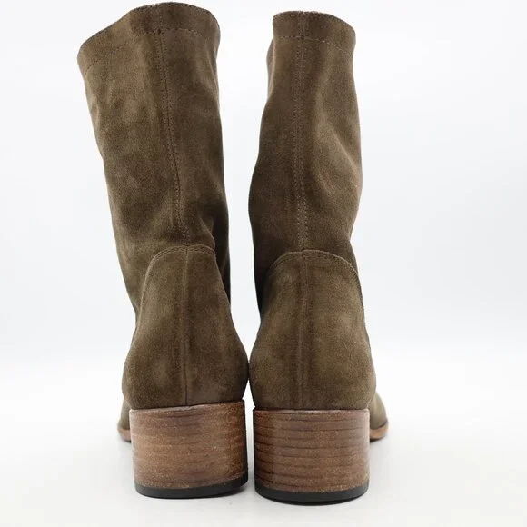 Alberto Fermani Olive Green Suede Women's EU Size 38 Pull On Boots Made in Italy - Picture 5 of 9